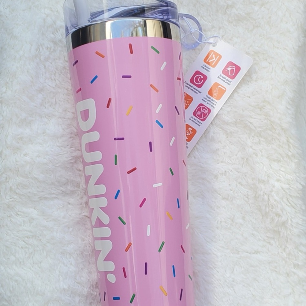 *BRAND NEW* Dunkin Donuts White With Colorful Sprinkles Tumbler - Picture 2 of 5